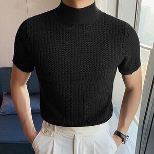 Zara Mens Ribbed Black Top (M)